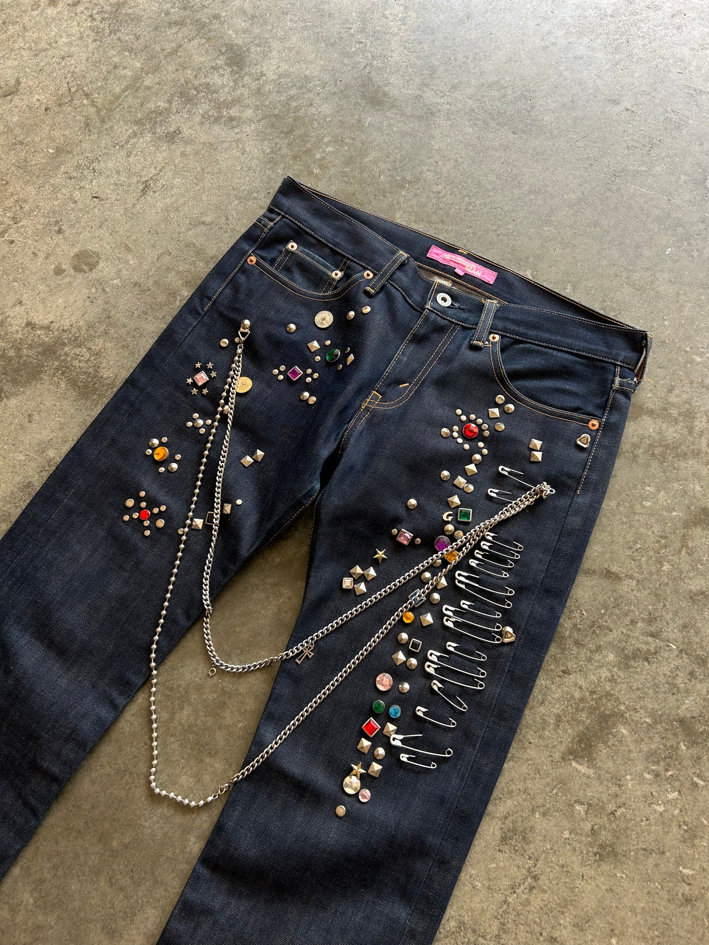 Junya Watanabe AD2002 Studded Jewel Chain Denim