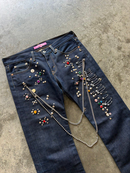 Junya Watanabe AD2002 Studded Jewel Chain Denim