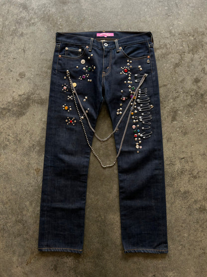 Junya Watanabe AD2002 Studded Jewel Chain Denim