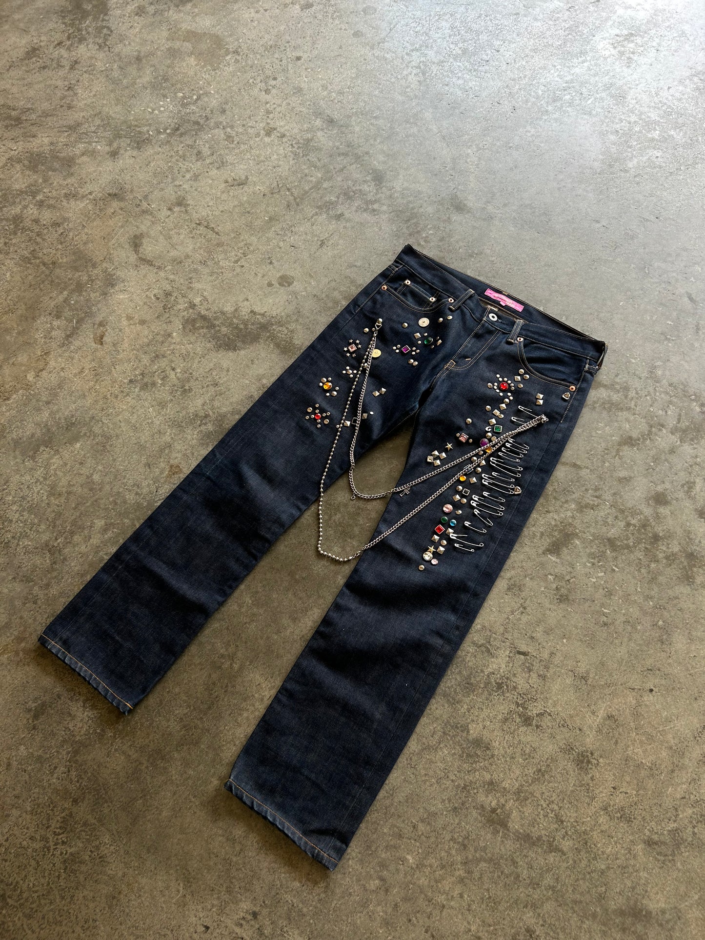 Junya Watanabe AD2002 Studded Jewel Chain Denim