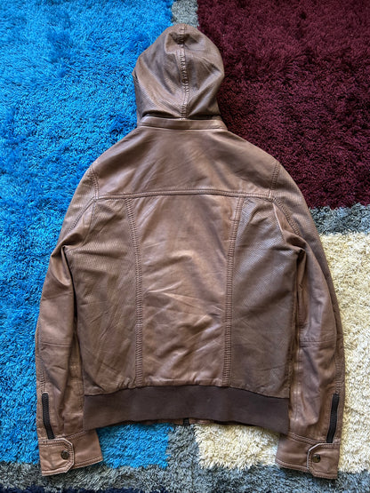 Dolce & Gabbana Lambskin Hooded Leather Jacket