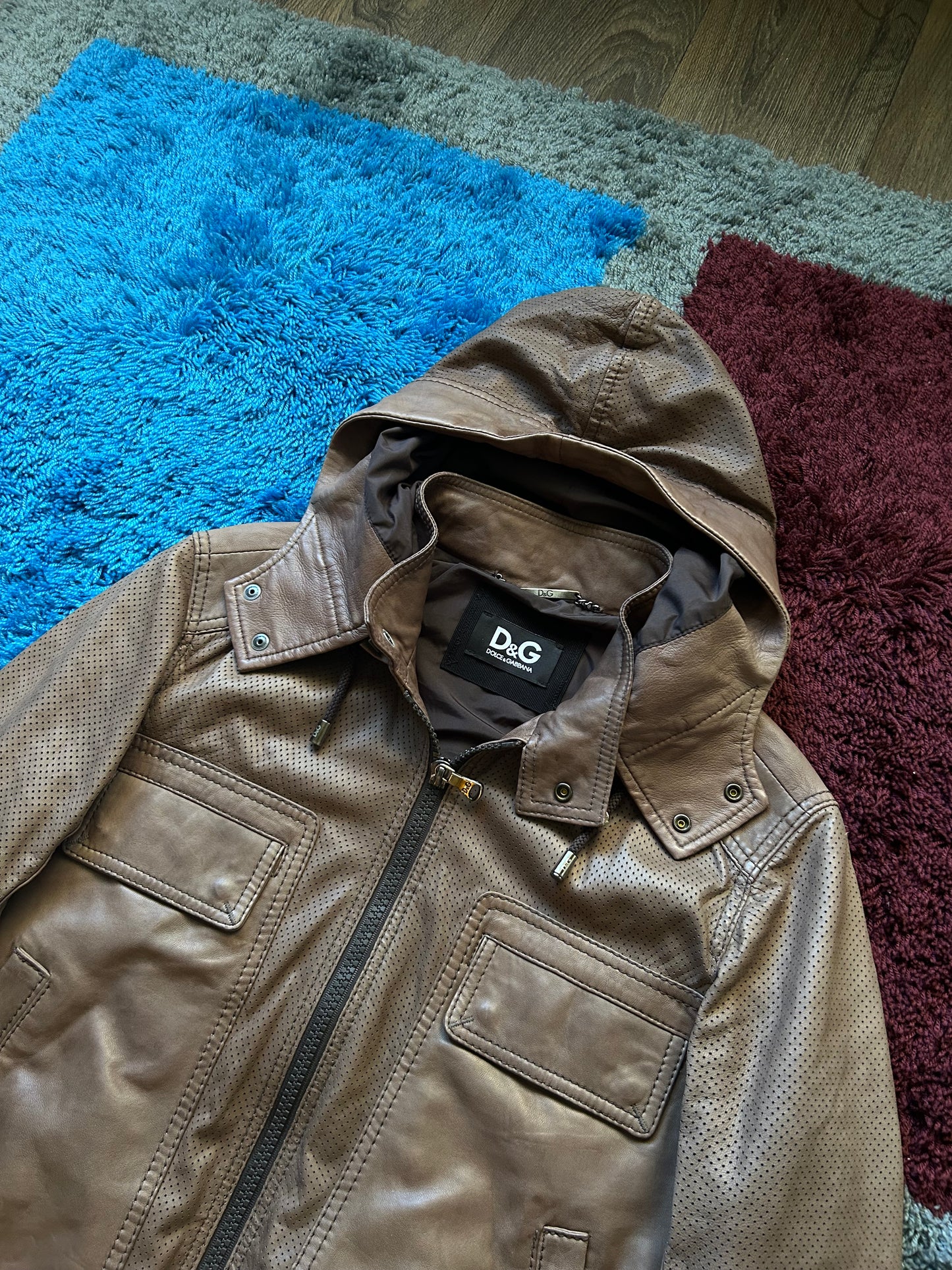 Dolce & Gabbana Lambskin Hooded Leather Jacket